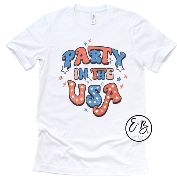 NEW Trendy Patriotic American Party in the USA 4th of July Graphic Tshirt - Picture 2 of 5